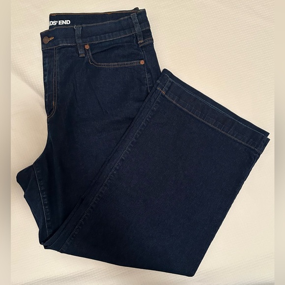 Lands' End Women's High Rise Wide Leg Dark Blue Jeans Size 18W - Picture 5 of 14